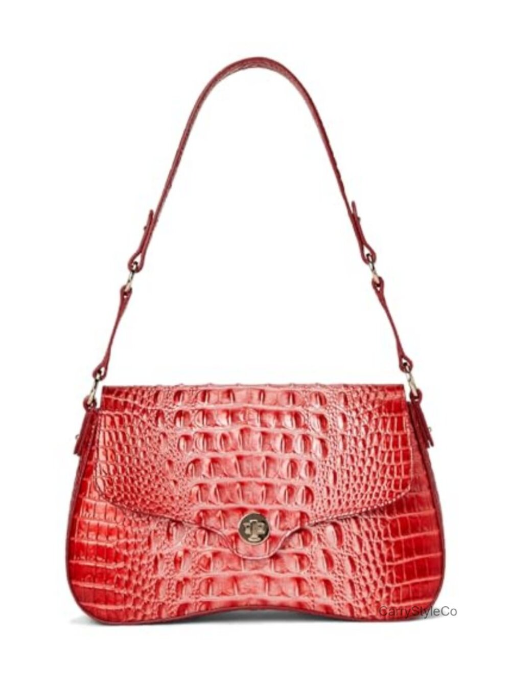 Vintage Leather Shoulder Bag with Flap Turn Lock, Crossbody